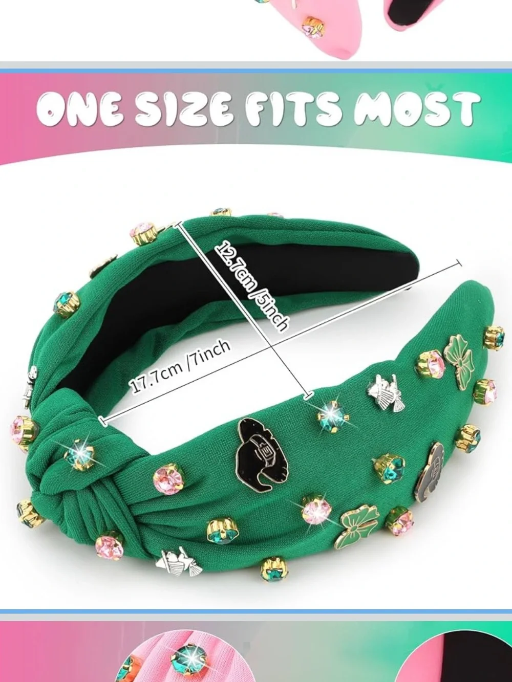 Wicked Inspired Emerald Green Rhinestone Knotted Headband Elphaba Witch